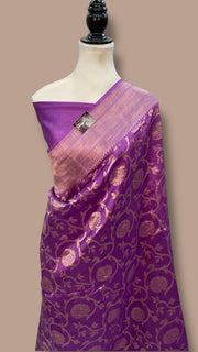 Pure Katan Silk Banarasi Handloom Saree - All Over Jaal Work - The Handlooms