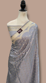 Pure Satan Silk Banarasi Handloom Saree - All over Motifs Work - The Handlooms