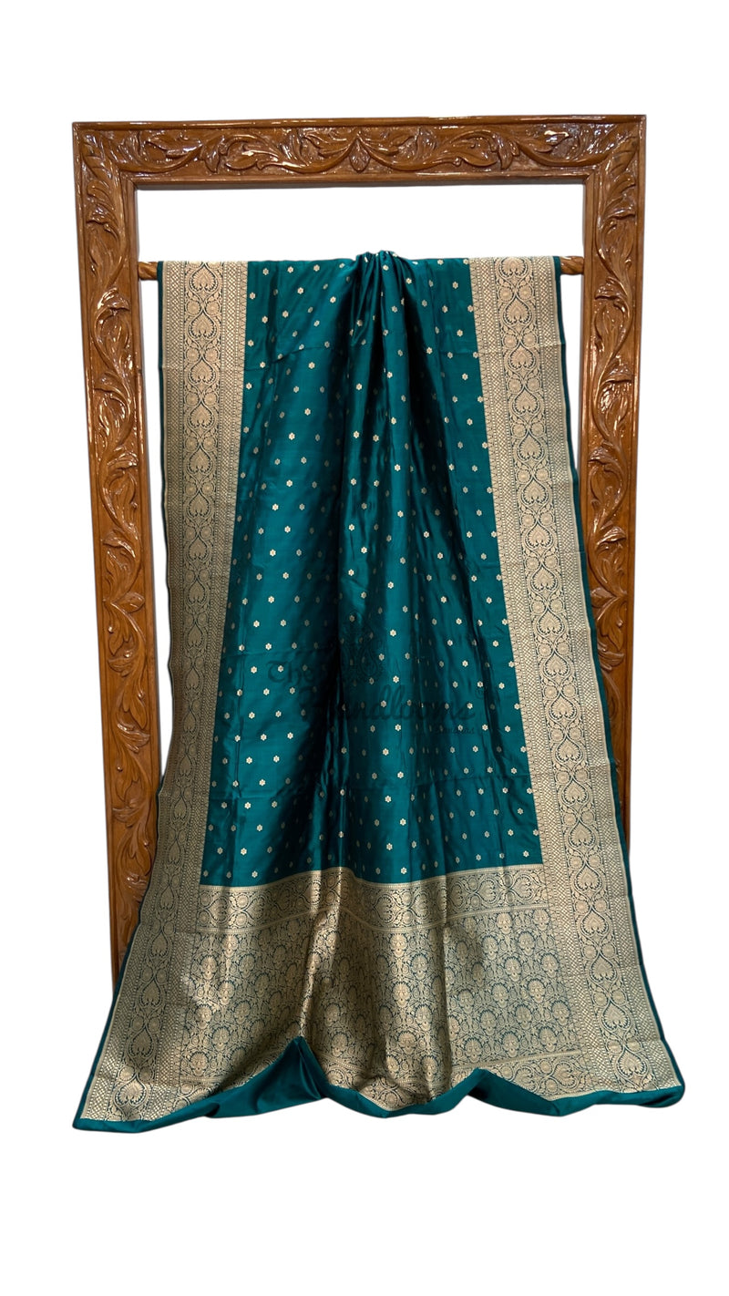 Pure Katan Silk Banarasi Handloom Saree - All Over Motifs - The Handlooms