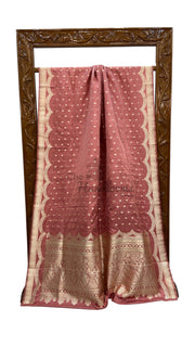 Pure Satan Silk Banarasi Handloom Saree - All over Motifs Work - The Handlooms