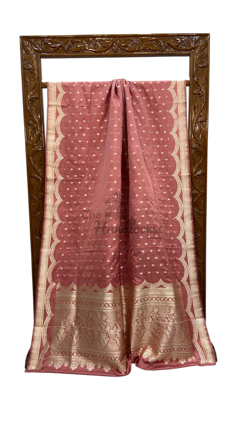 Pure Satan Silk Banarasi Handloom Saree - All over Motifs Work - The Handlooms