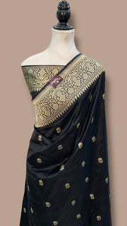 Pure Katan Silk Banarasi Handloom Saree - All Over Kadua Motifs - The Handlooms