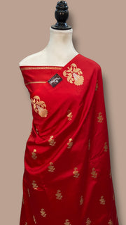 Pure Katan Silk Banarasi Handloom Saree - All over Kadua Motifs - The Handlooms