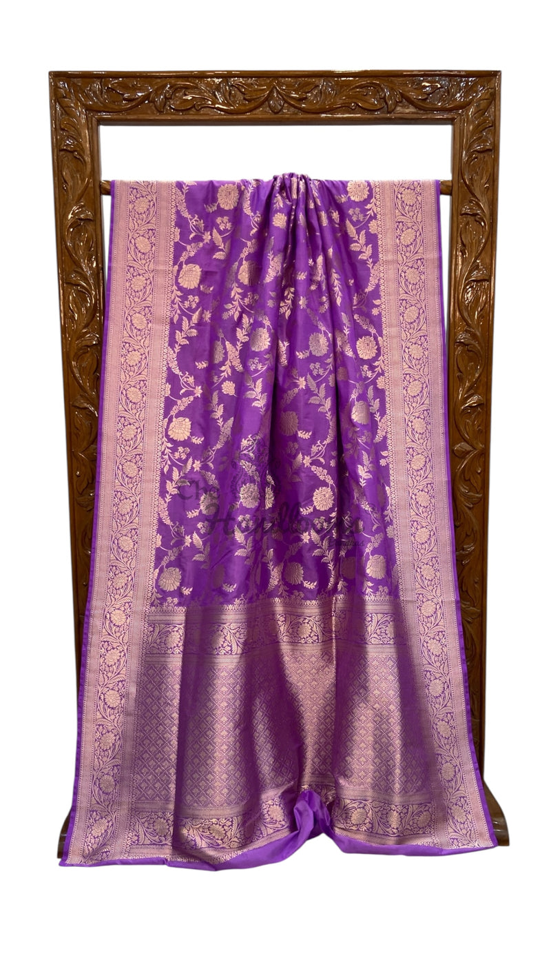Pure Katan Silk Banarasi Handloom Saree - All Over Jaal Work - The Handlooms