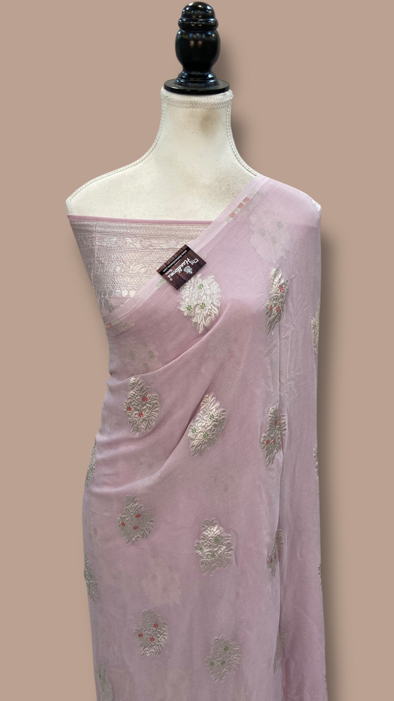 Pure Khaddi Georgette Banarasi Saree -  water zari - The Handlooms