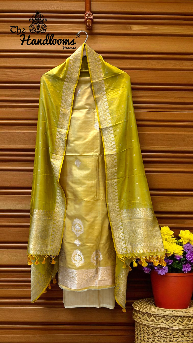 katan silk dress material Purple Katan Silk Dress Material with Sona-Roopa Zari