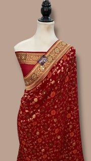 Georgette Banarasi Saree With Handwork - The Handlooms
