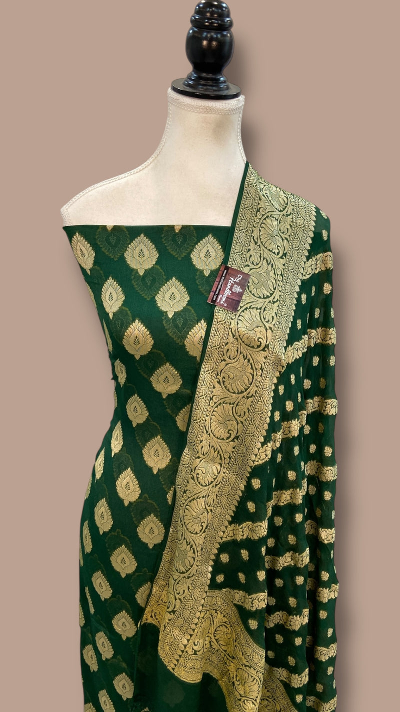Pure Chiffon Khaddi Banarasi Dress material - The Handlooms