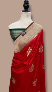 Ektara Pure Katan Silk Banarasi Handloom Saree - All over kadiyal Boota - The Handlooms