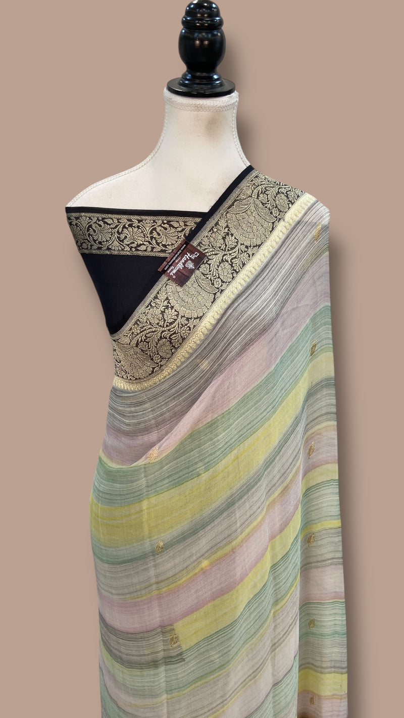 Pure Khaddi Georgette Handloom Banarasi Saree with water zari - The Handlooms