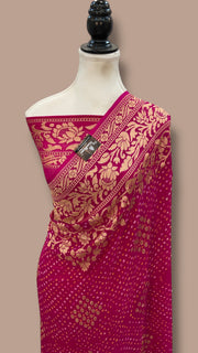 Pure Georgette Banarasi Bandhej Handloom Saree - The Handlooms