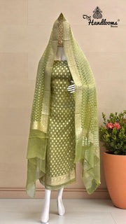 Tissue Khaddi Georgette Banarasi Dress material - The Handlooms