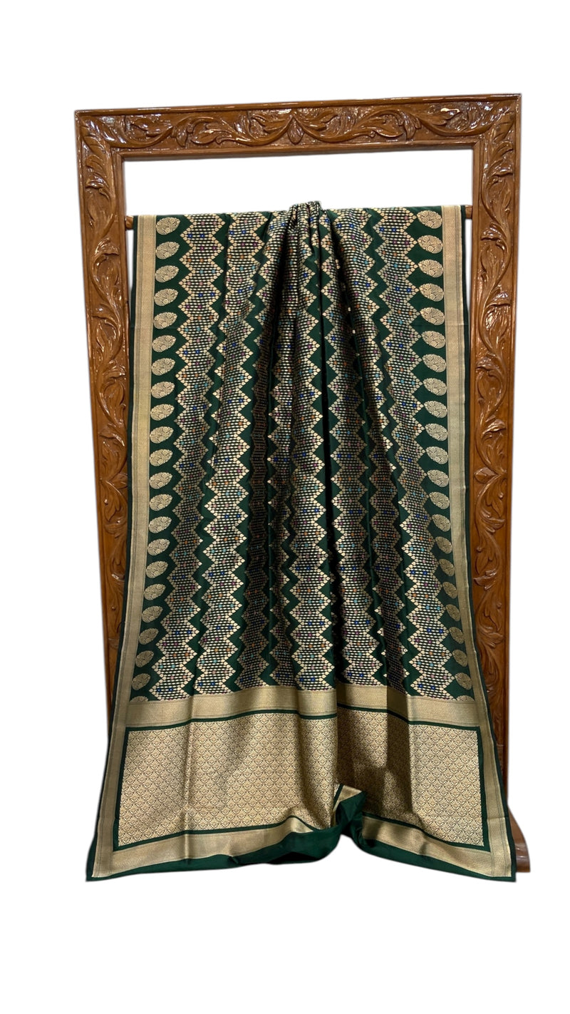 Pure Katan Silk Banarasi Handloom Saree - All over Jaal Work With Meenakari - The Handlooms