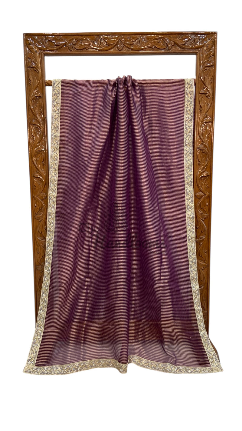 Pure Kora Tissue Handloom Banarasi Saree With Lace