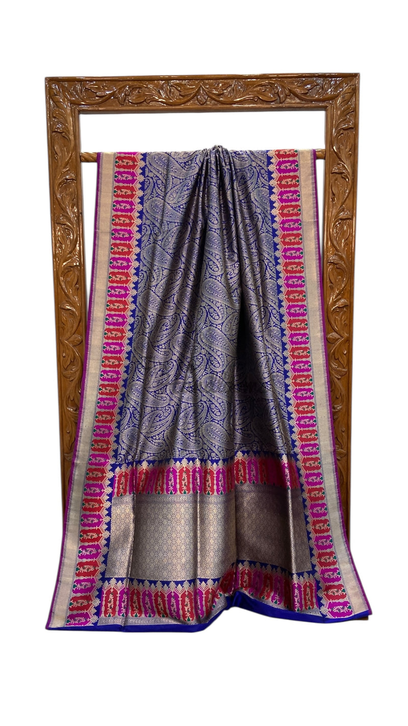 Pure Katan Silk Banarasi Handloom Saree - Tanchui Brocade With Meenakari - The Handlooms