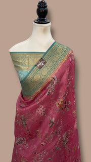 Pure Organza Handloom Banarasi Saree - Digital Print - The Handlooms