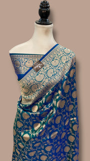 Pure Katan Silk Banarasi Handloom Saree - All Over Jaal Work - The Handlooms