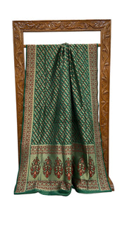 Regal Pure Katan Jamdani Silk Banarasi Saree – Handwoven Tanchui Brocade - The Handlooms