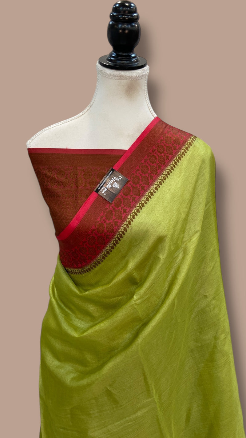Pure Tussar Silk Handloom Banarasi Saree - The Handlooms