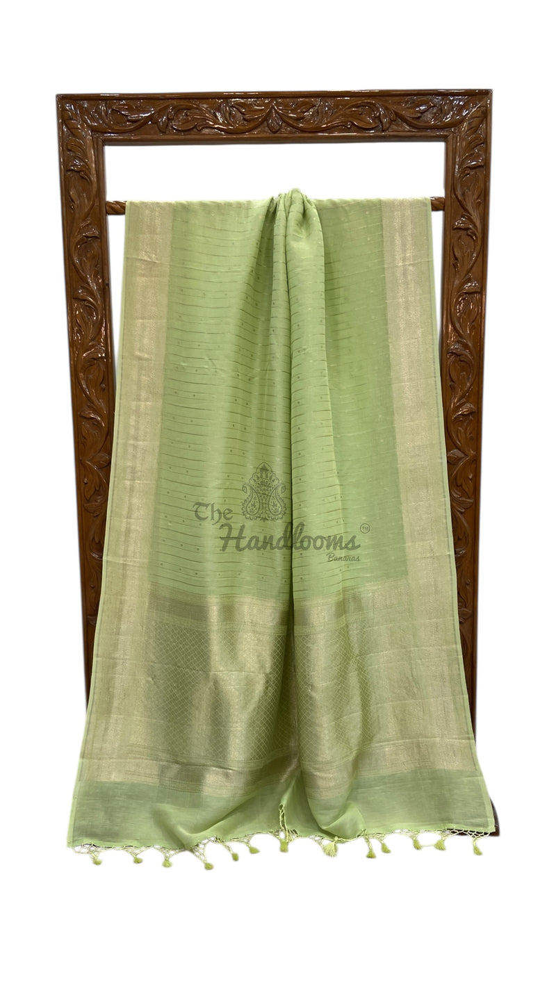 Pure Georgette Linen Banarasi Handloom Saree - The Handlooms