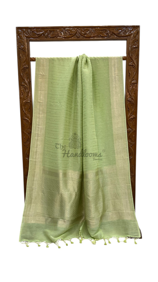 Pure Georgette Linen Banarasi Handloom Saree - The Handlooms