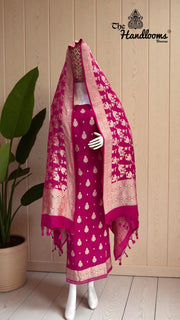 Pure Moonga Georgette Banarasi Dress material - The Handlooms