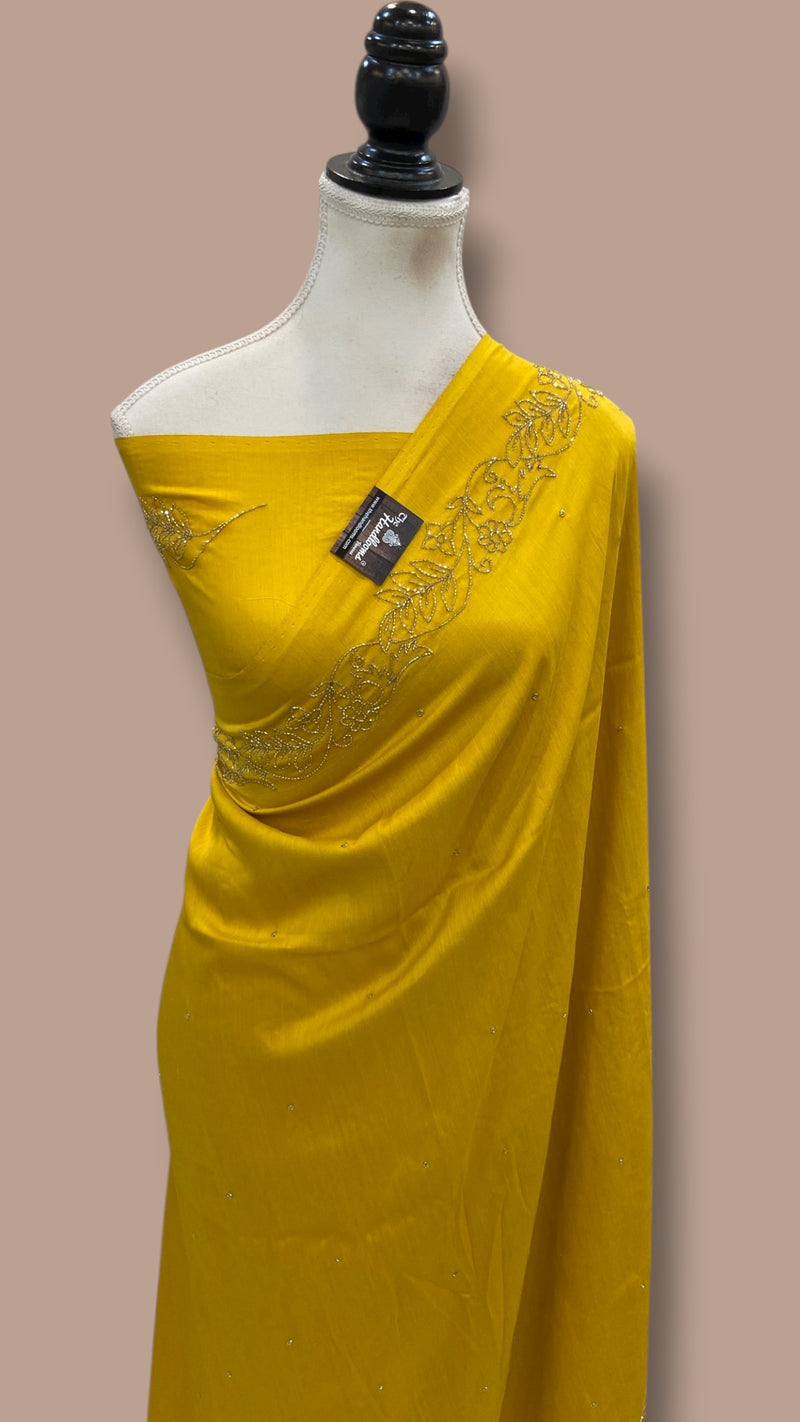 Pure Moonga Georgette Handloom Banarasi Saree With Handwork - The Handlooms