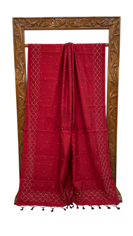 Pure Moonga Georgette Handloom Banarasi Saree With Handwork - The Handlooms