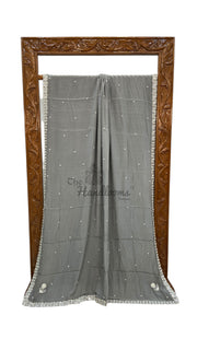 Pure Crepe Silk Handloom Banarasi Saree with Handwork - The Handlooms