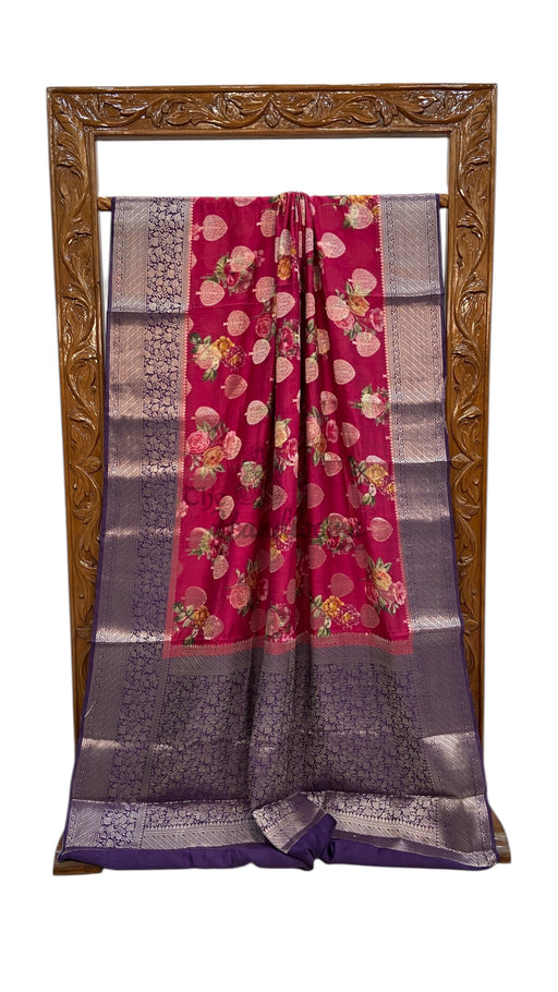 Pure Chiniya Silk Handloom Banarasi Saree Digital Print - The Handlooms
