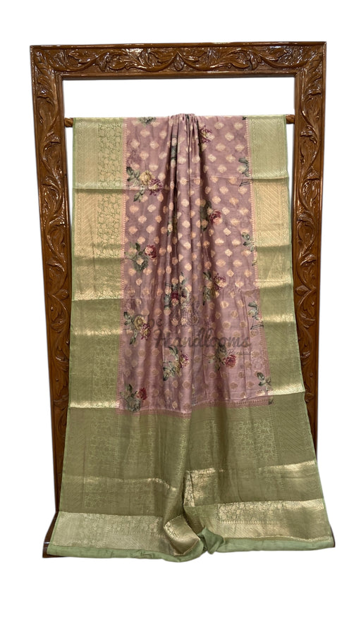 Pure Chiniya Silk Handloom Banarasi Saree Digital Print - The Handlooms