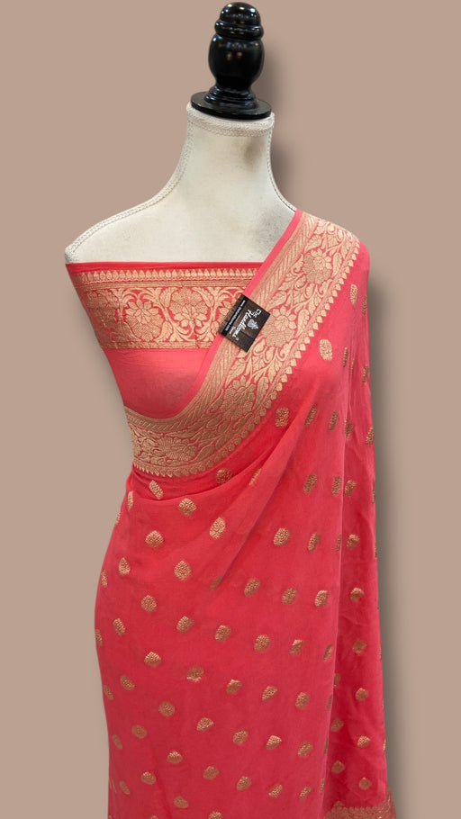 Khaddi Georgette Handloom Banarasi Saree - The Handlooms