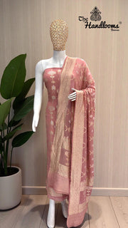 Khaddi Georgette Banarasi Dress material Water and Silver zari - The Handlooms