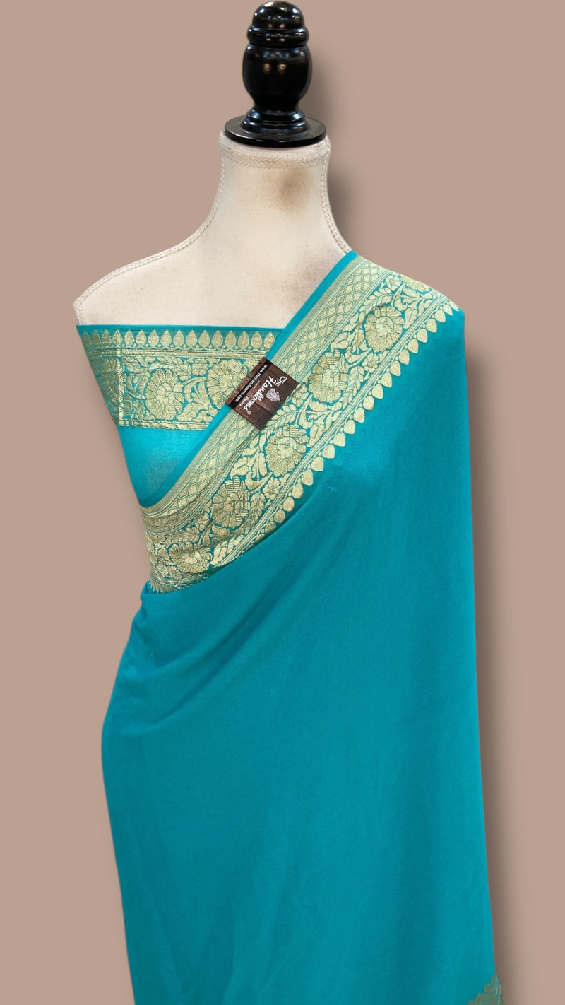 Khaddi Georgette Handloom Banarasi Saree - The Handlooms