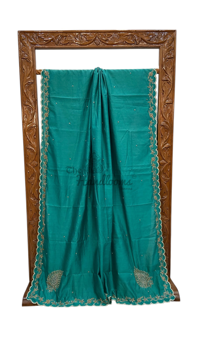 Pure Moonga Georgette Handloom Banarasi Saree With Handwork