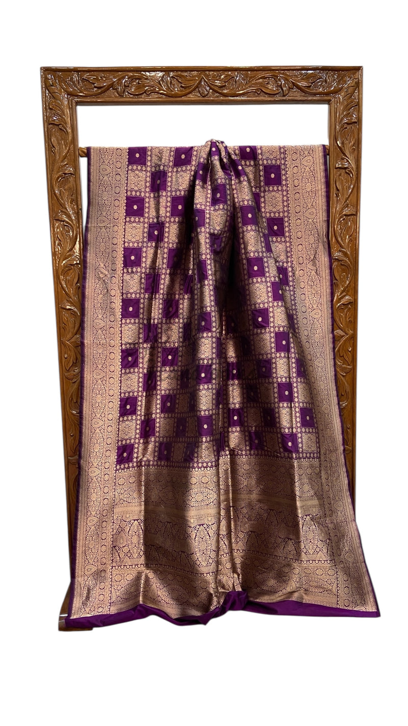 Pure Katan Silk Banarasi Handloom Saree - All Over Jaal Work