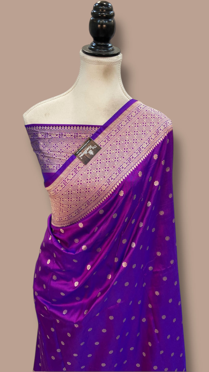 Pure Katan Silk Banarasi Handloom Saree - All Over Motifs