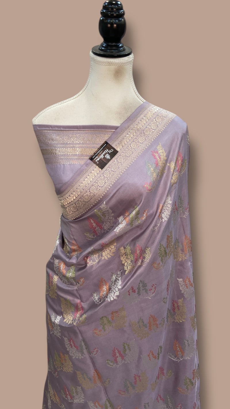 Pure Katan Silk Banarasi Handloom Saree - All over Sona Roopa kadiyal Jaal Work