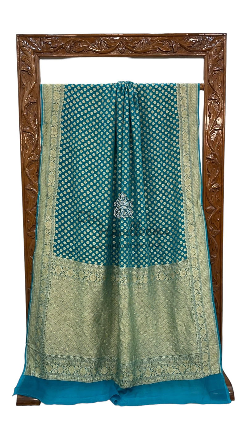 Pure Khaddi Georgette Banarasi Saree -  Gold zari - The Handlooms