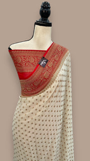 Khaddi Georgette Handloom Banarasi Saree -  Antique zari - The Handlooms