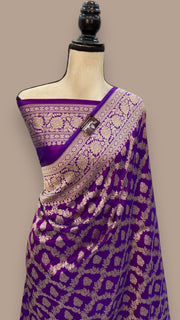 Pure Katan Silk Banarasi Handloom Saree - All Over Jaal Work - The Handlooms