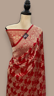 Pure Katan Silk Banarasi Handloom Saree - All Over Jaal Work - The Handlooms