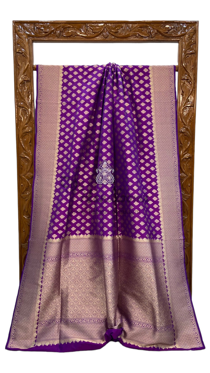 Pure Katan Silk Banarasi Handloom Saree - All Over Jaal Work - The Handlooms