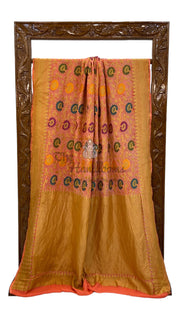 Pure Georgette Banarasi Bandhej Handloom Saree - with meenakari work - The Handlooms