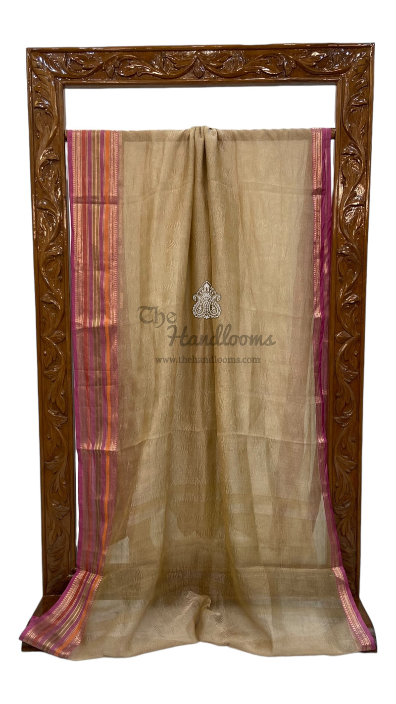 Pure Kora Tissue Crush Handloom Banarasi Saree - The Handlooms