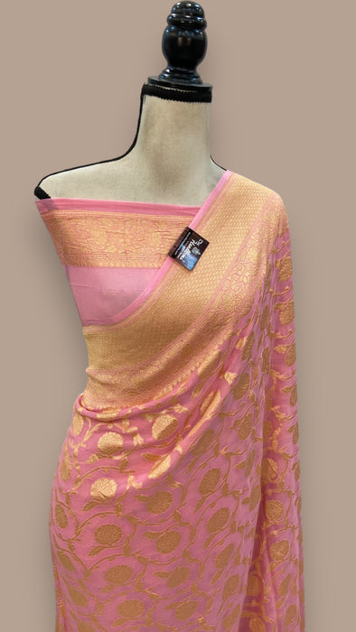 Khaddi Georgette Banarasi Saree - Gold zari