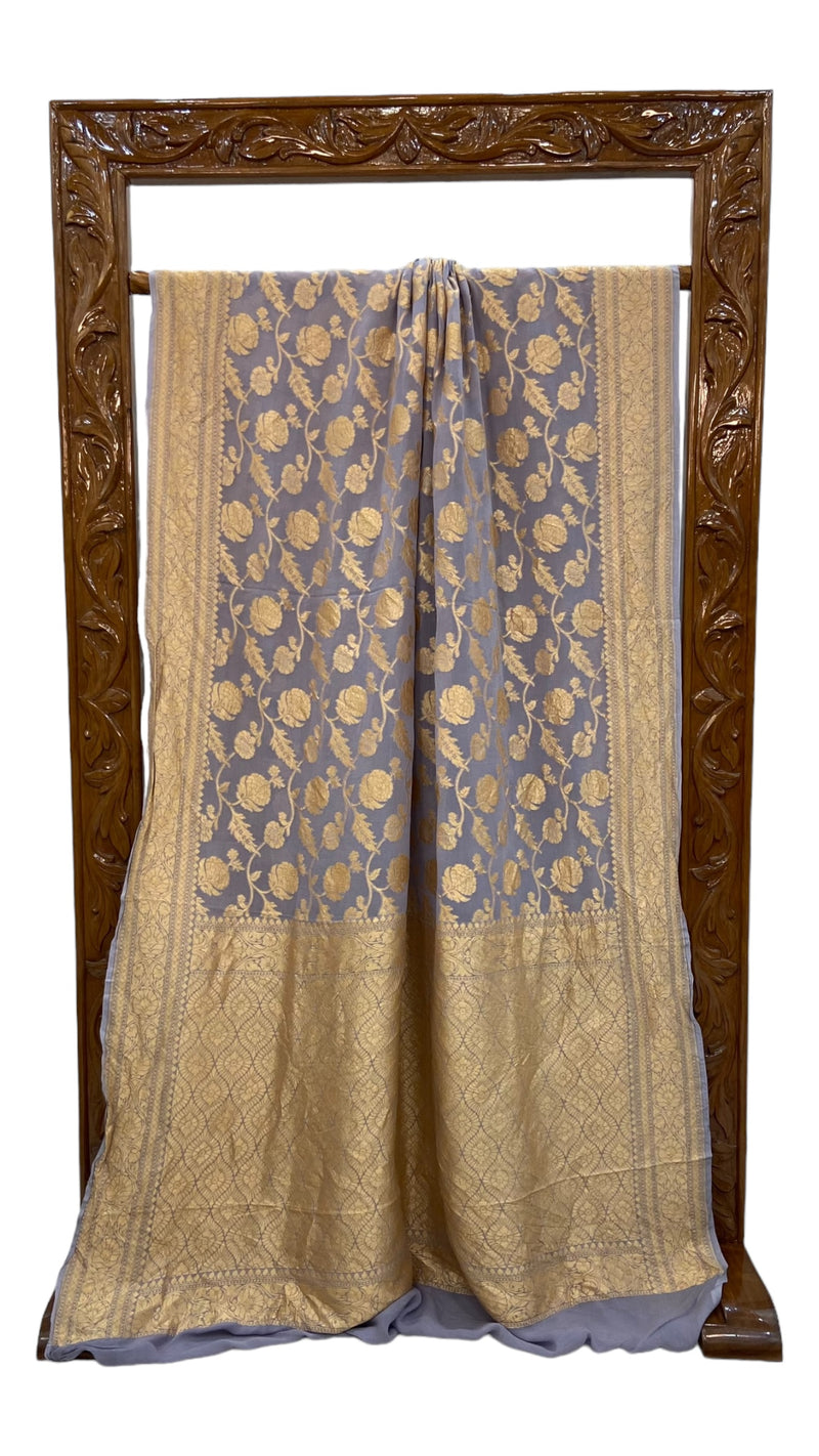Khaddi Georgette Banarasi Saree - Gold zari - The Handlooms