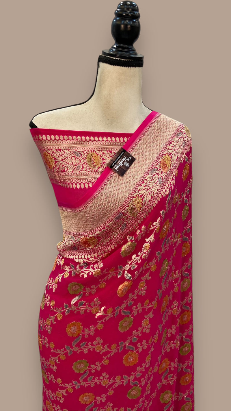 Khaddi Georgette Handloom Banarasi Saree - The Handlooms