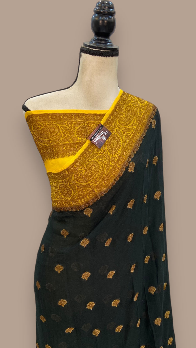 Pure Chiffon Khaddi Banarasi Saree - The Handlooms