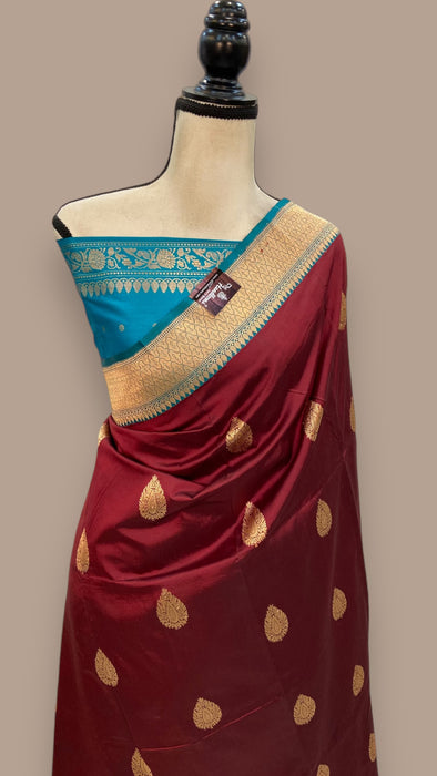 Pure Katan Silk Banarasi Handloom Saree - All over Kadua motifs